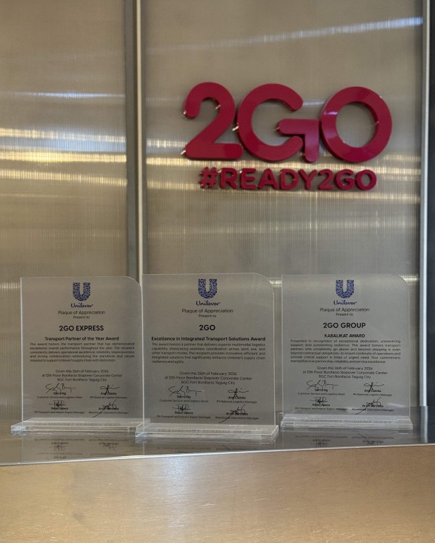 2GO Group Recognized by Unilever Philippines for Integrated Transport Solutions and Transport&nbsp;Partnership