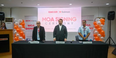 In this photo (L to R): EMCOR President and COO Nelson M. Aparejo; Salmon Finance President Vasiliy Kuznetzov; and EMCOR SVP – Store Operations Alconrey R. Questo