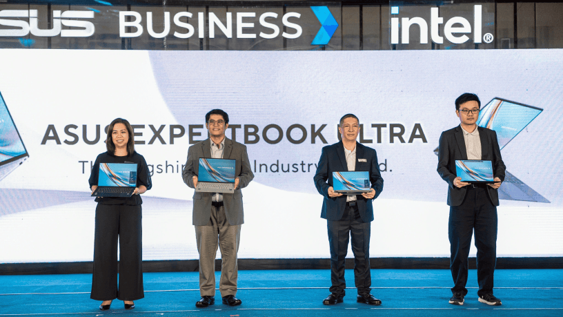 From left to right): Marro Ventura, National Sales Manager; Francis Avila, Head of Commercial; Rico Hizon, ASUS Business PH Brand Ambassador, Veteran Broadcast Journalist & Business Consultant; Jolla Valencia, Channel and Territory Account Sales (Visayas); and Liang Chen, Country Product Manager of Commercial Notebook)