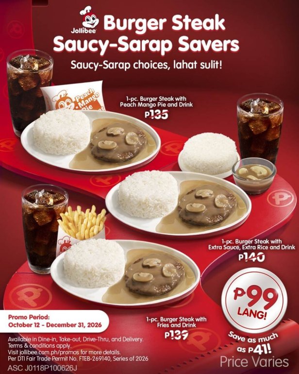 Jollibee introduces Burger Steak meal bundles starting at&nbsp;₱99